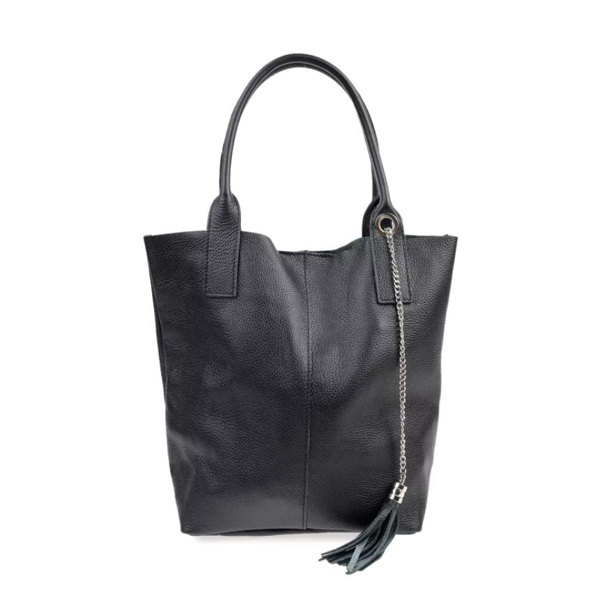 Sac fourre-tout noir en cuir - Set de 2, taille moyenne
