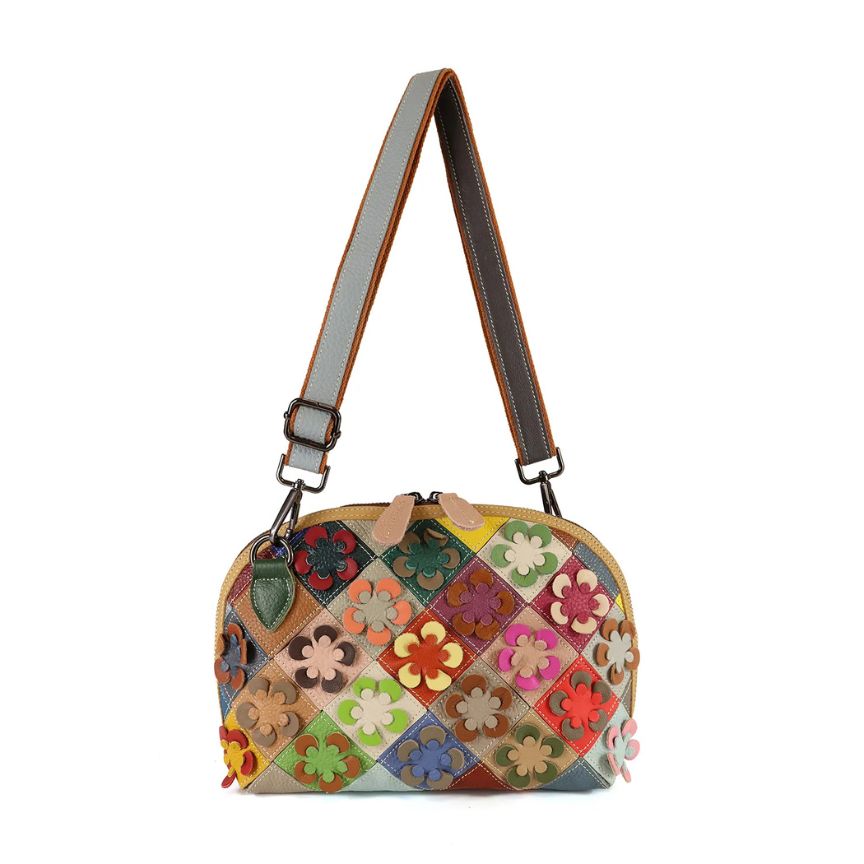 Sac à main en cuir italien coloré avec motif floral