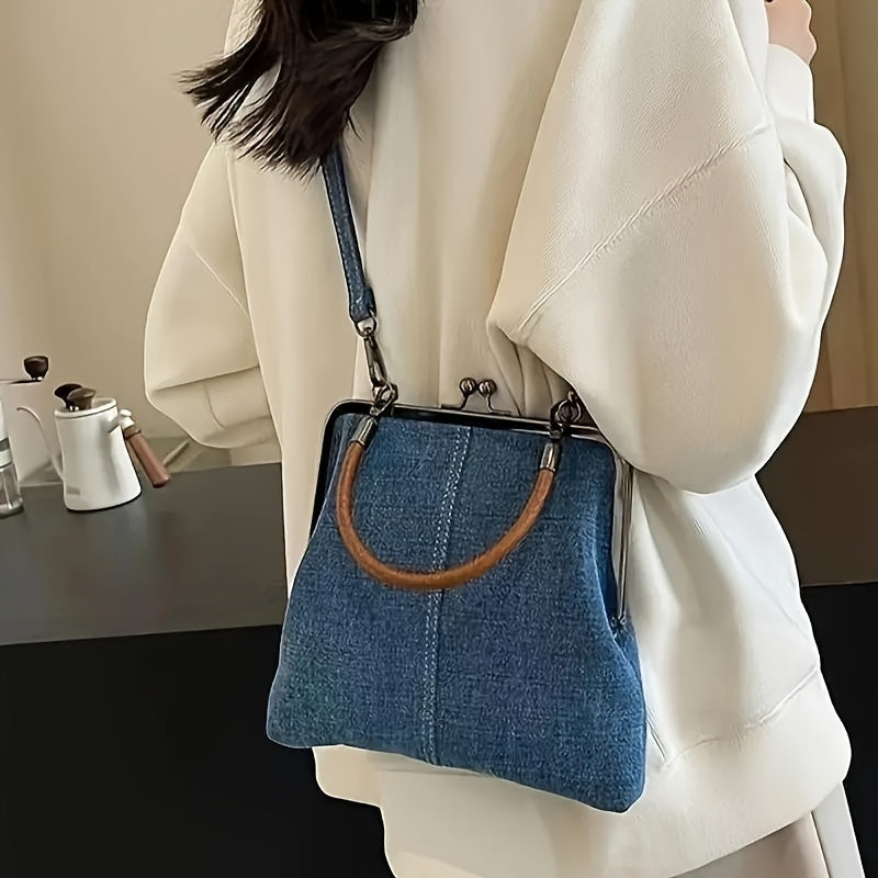 Vintage Chic – Sac en Jean avec Cadre Rétro