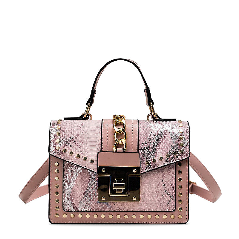 Sac à main designer pour femmes – Imprimé serpent avec fermeture à chaîne