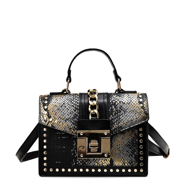 Sac à main designer pour femmes – Imprimé serpent avec fermeture à chaîne