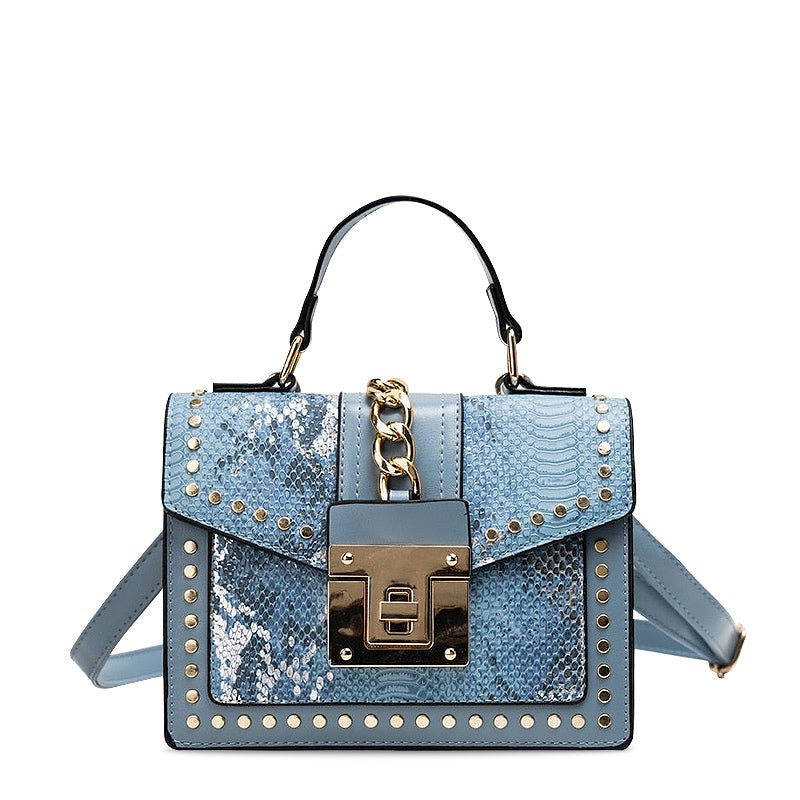 Sac à main designer pour femmes – Imprimé serpent avec fermeture à chaîne