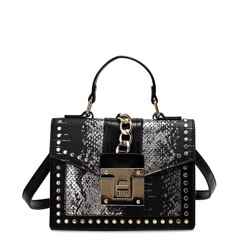 Sac à main designer pour femmes – Imprimé serpent avec fermeture à chaîne