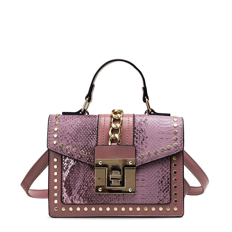 Sac à main designer pour femmes – Imprimé serpent avec fermeture à chaîne