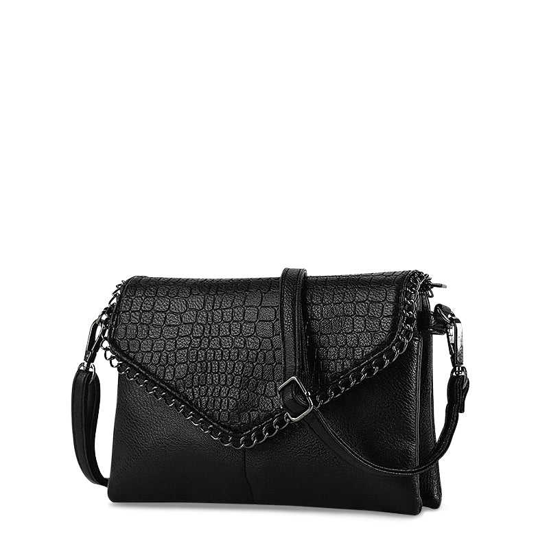 Sac Bandoulière Noir avec Détail en Chaîne – Élégant & Polyvalent