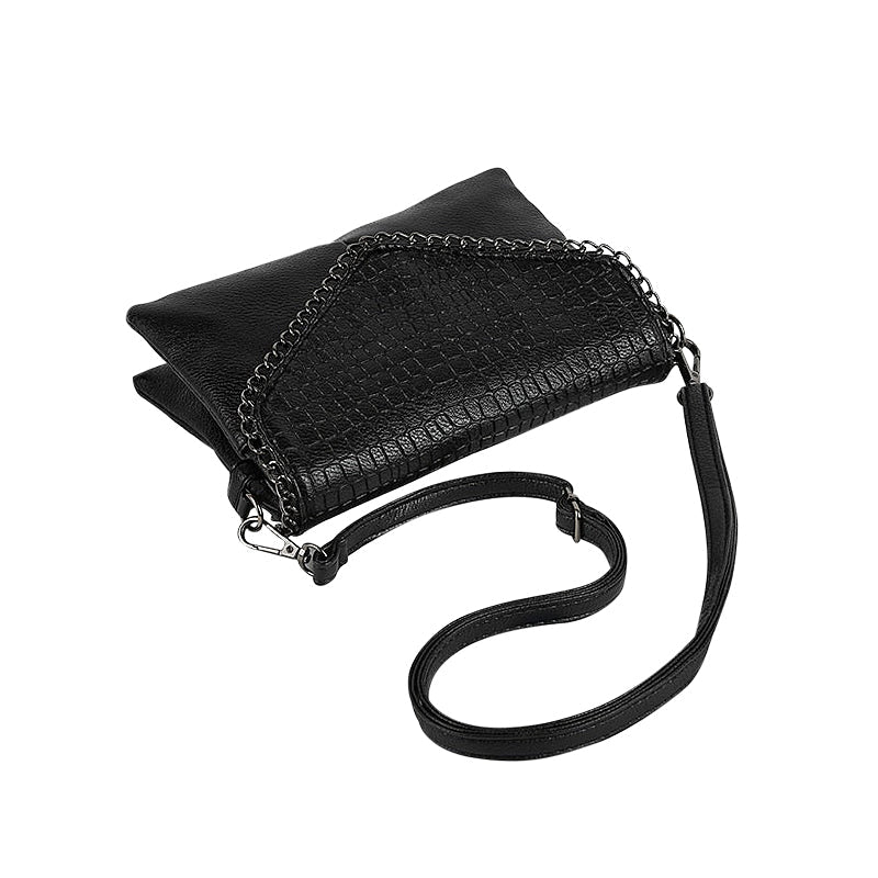 Sac Bandoulière Noir avec Détail en Chaîne – Élégant & Polyvalent