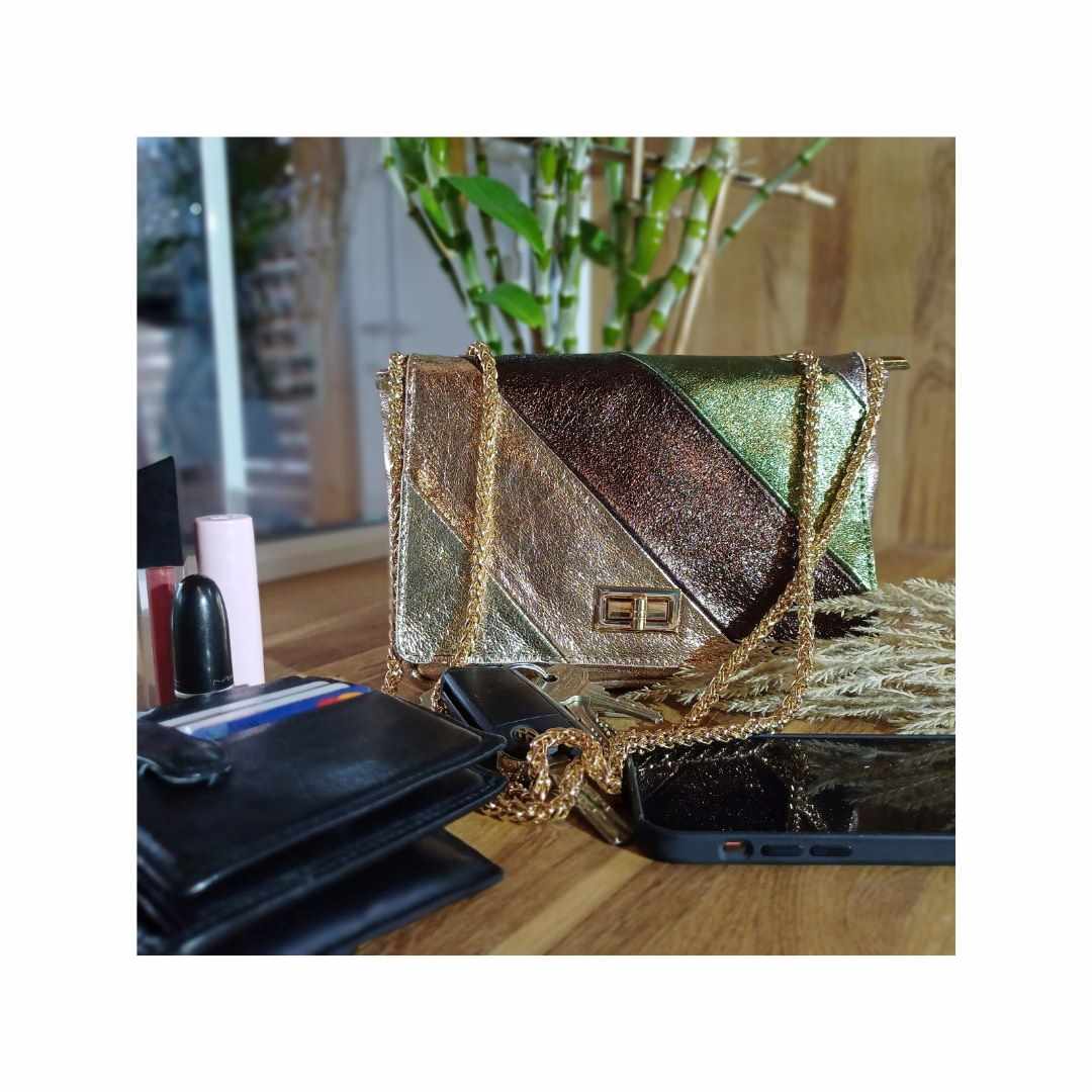 Pochette de soirée en cuir italien - Élégante et multicolore