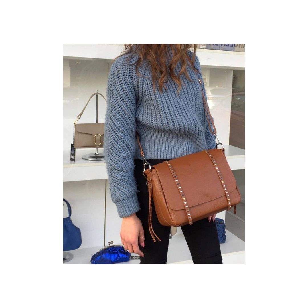 Sac à bandoulière en cuir élégant pour femmes avec clous