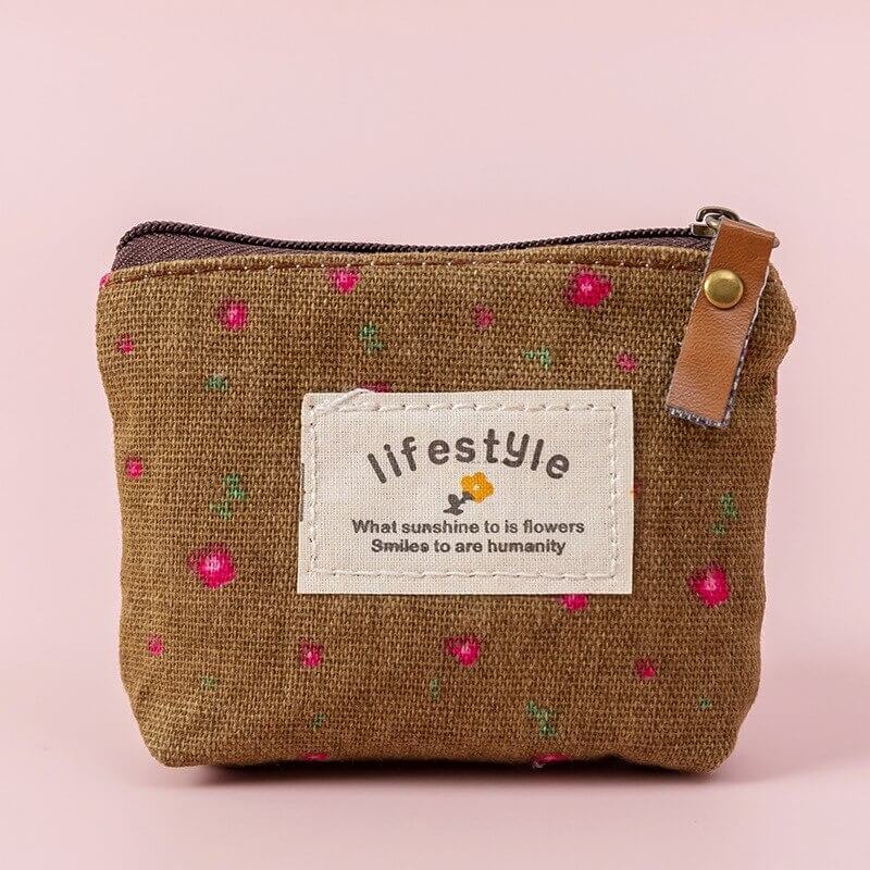 Porte-monnaie en Toile Imprimé à Motifs fleurs