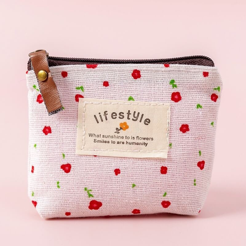 Porte-monnaie en Toile Imprimé à Motifs fleurs
