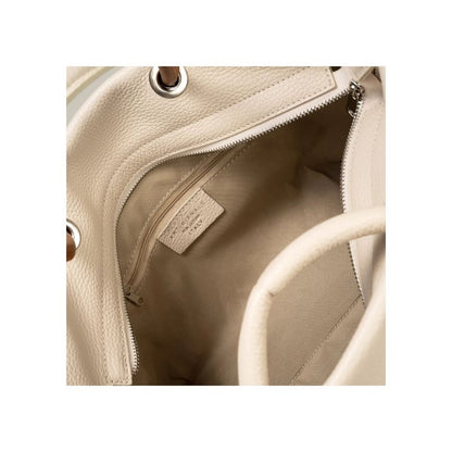 Sac à bandoulière en cuir italien stylé - taille moyenne, beige