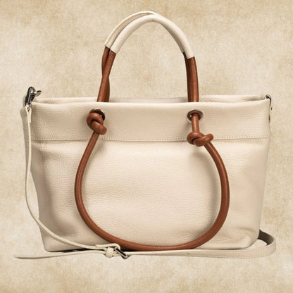 Sac à bandoulière en cuir italien stylé - taille moyenne, beige