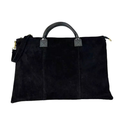Sac à bandoulière italien noir en daim élégant et pratique au quotidien