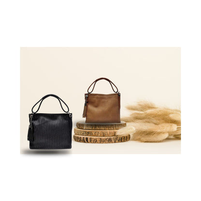 Sac à bandoulière pour femmes en cuir au design tissé
