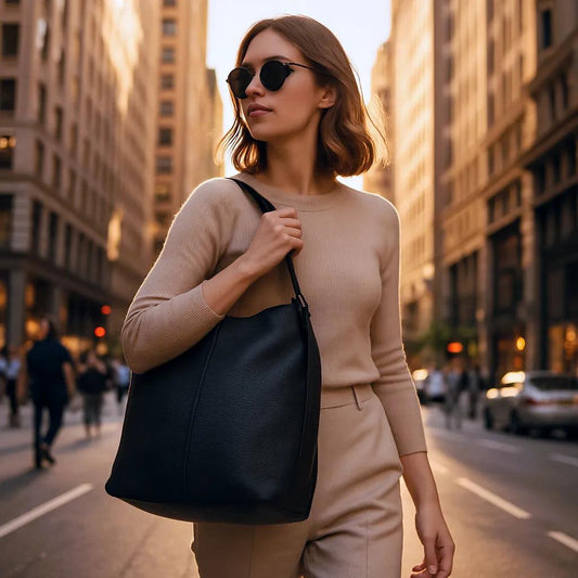 Sac à main en cuir pour femmes avec poche latérale et poignées pour le quotidien et le bureau