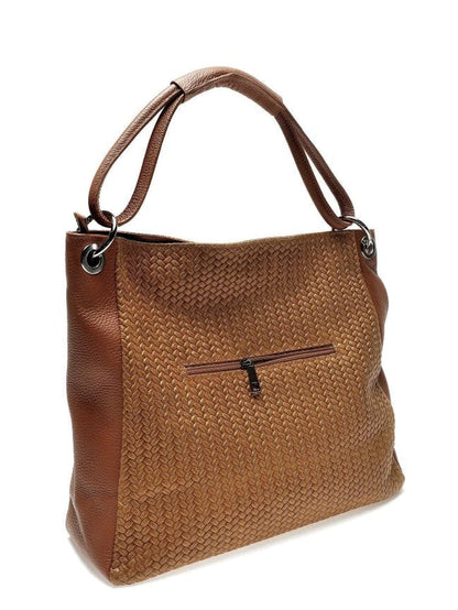 Sac à bandoulière pour femmes en cuir au design tissé
