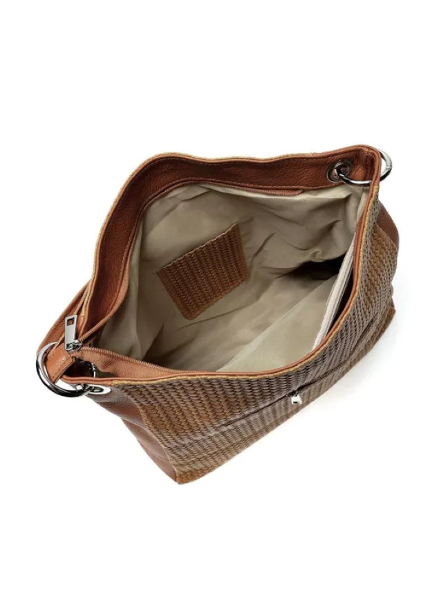 Sac à bandoulière pour femmes en cuir au design tissé