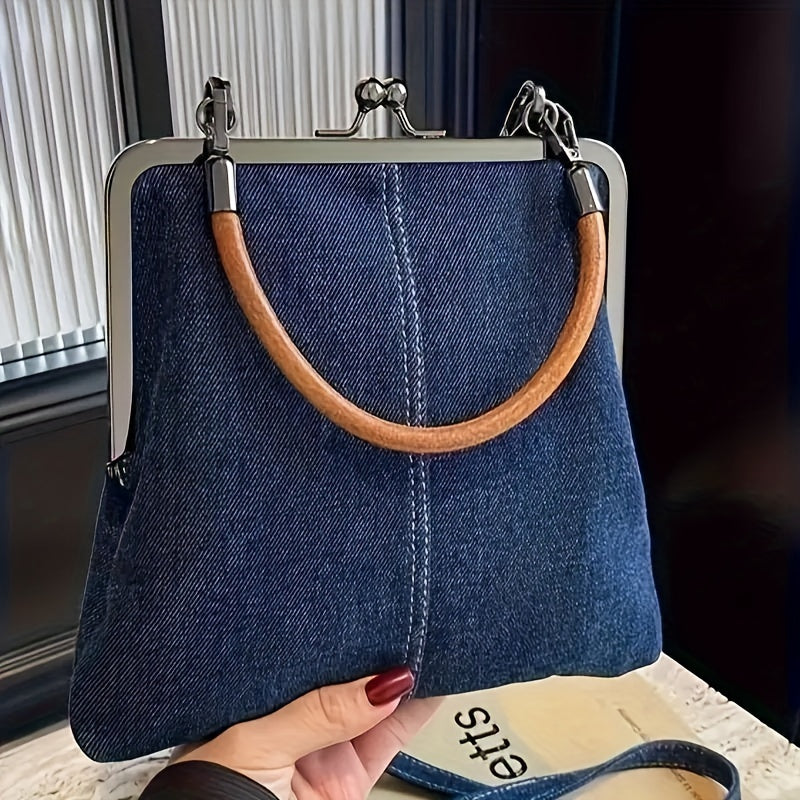 Vintage Chic – Sac en Jean avec Cadre Rétro