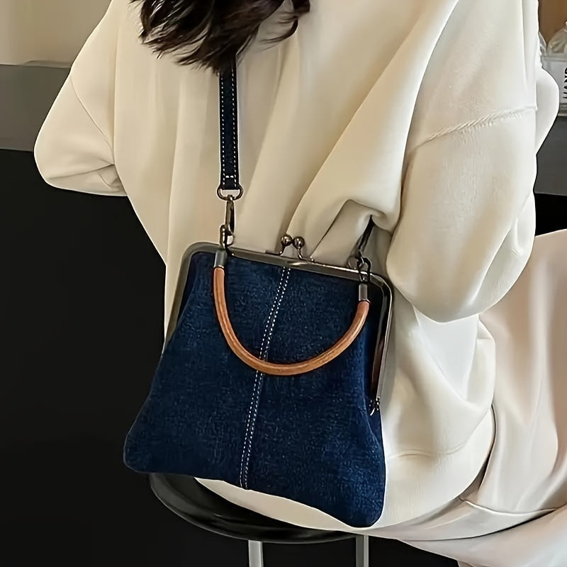Vintage Chic – Sac en Jean avec Cadre Rétro