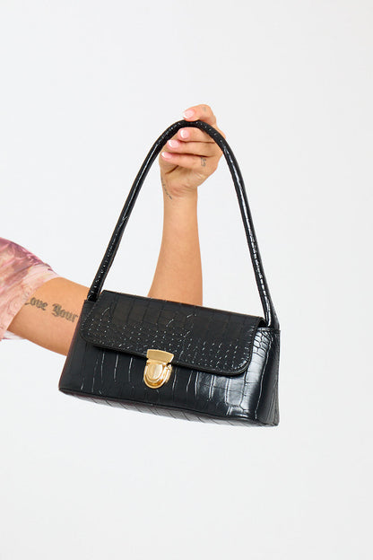 Classique & Chic – Sac à Bandoulière Noir avec Accents Dorés