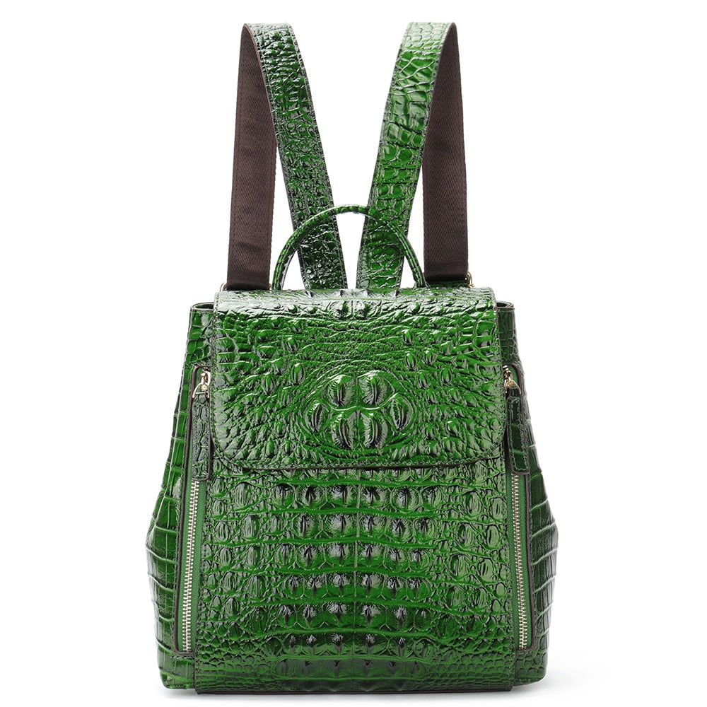 Sac à Dos en Cuir à Motif Croco de Luxe pour Femme