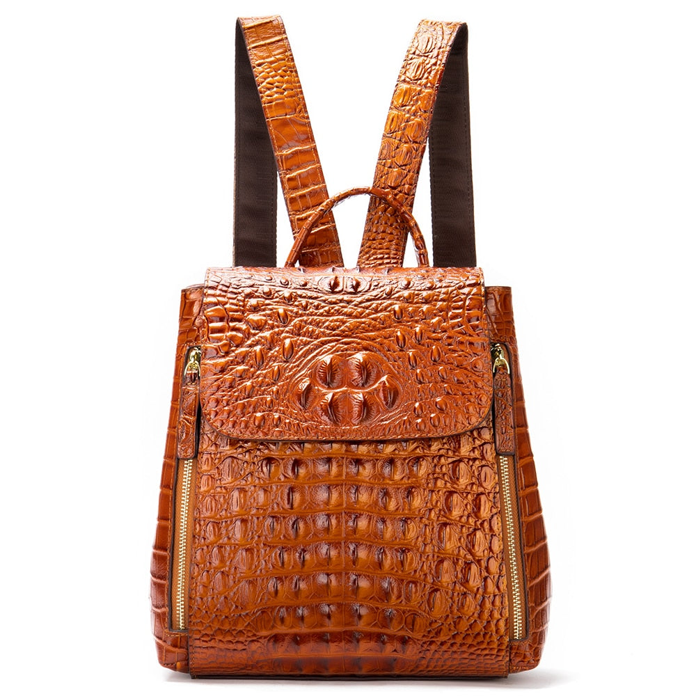 Sac à Dos en Cuir à Motif Croco de Luxe pour Femme