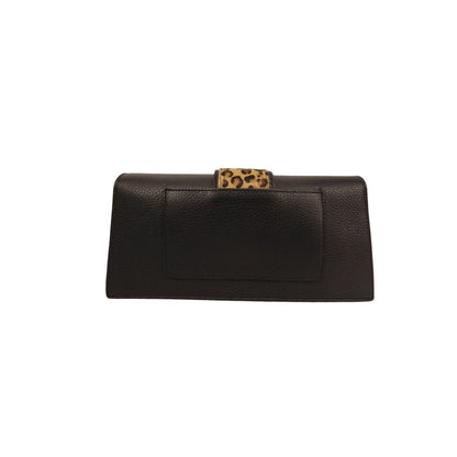 Clutch en cuir italien avec motif imprimé léopard
