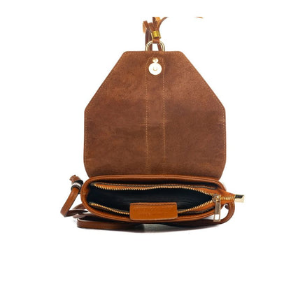 Sac à bandoulière pour femmes en cuir véritable - compact, spacieux, pratique
