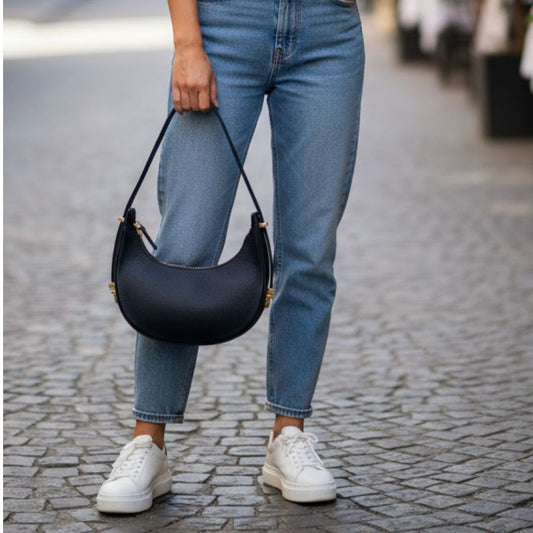 Sac à main demi-lune en cuir pour femmes Edel - élégant pour le quotidien et les loisirs