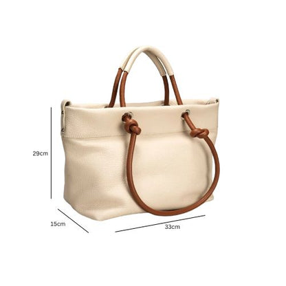 Sac à bandoulière en cuir italien stylé - taille moyenne, beige