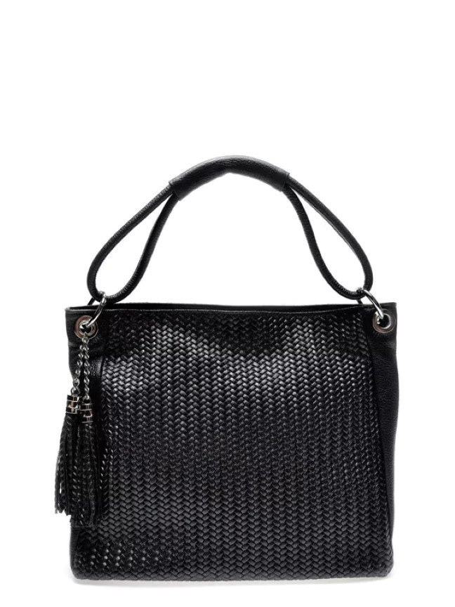 Sac à bandoulière pour femmes en cuir au design tissé