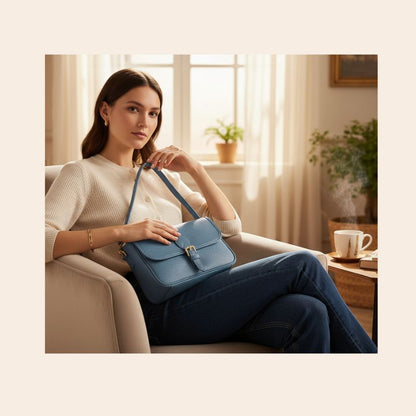 Sac à main en cuir pour femmes italien avec poche arrière