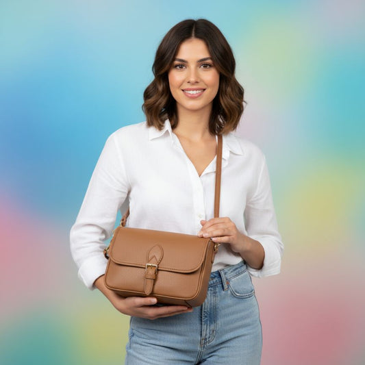 Sac à main en cuir pour femmes italien avec poche arrière
