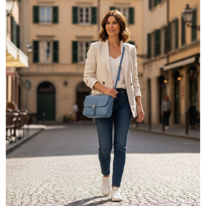 Sac à main en cuir pour femmes italien avec poche arrière