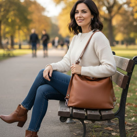 Sac shopper pour femmes en cuir - portable en tant que sac à bandoulière ou sac à dos