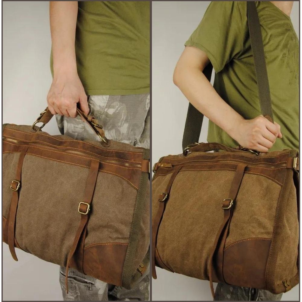 Sac de Voyage en Toile et Cuir