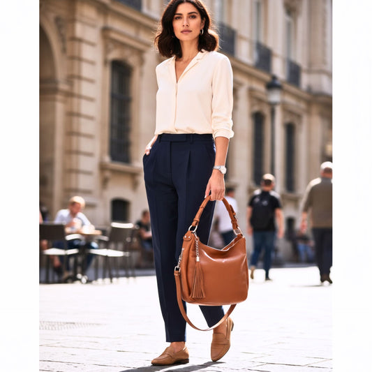 Sac shopper en cuir de taille moyenne avec poches latérales pratiques pour femmes
