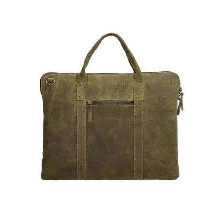 Sac d'affaires en cuir unisexe avec compartiment pour ordinateur portable 15 pouces