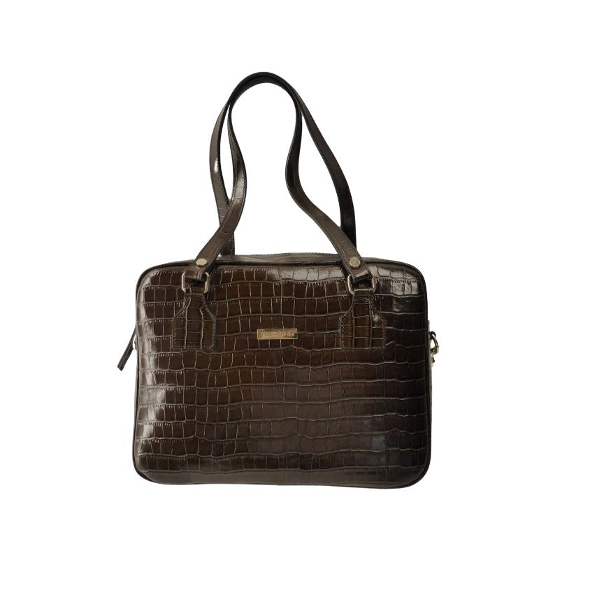 Sac à bandoulière en cuir élégant - Bronze-brun de taille moyenne