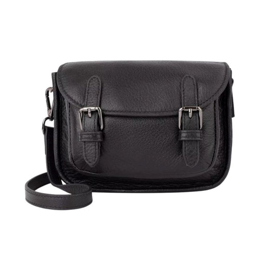 Petit sac bandoulière noir en cuir souple