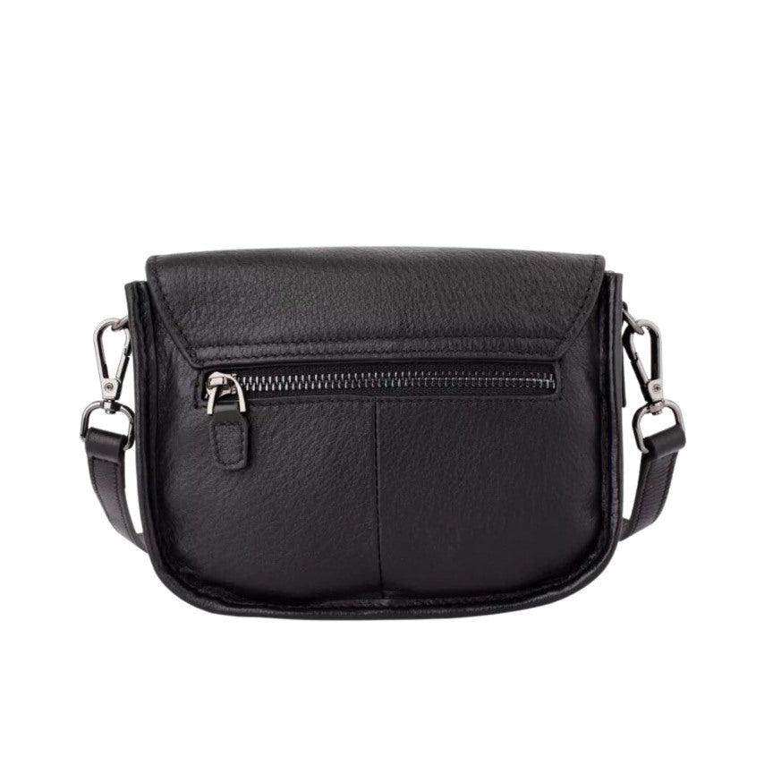 Petit sac bandoulière noir en cuir souple