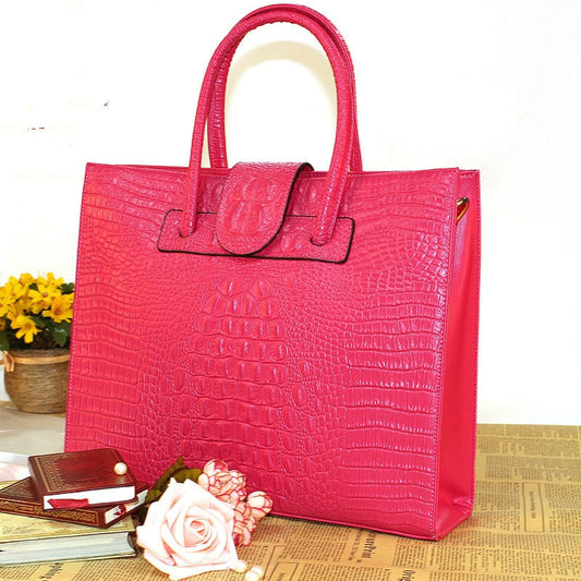 Porte Document à Bandoulière Business en Cuir à Motif Croco