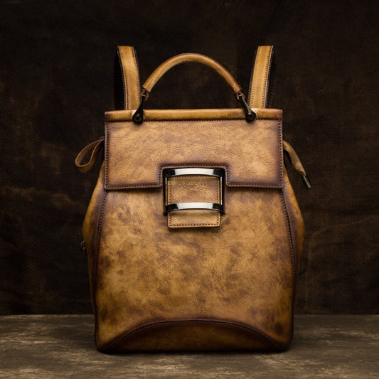 Sac à Dos Effet Vintage de Grande Capacité pour Femme