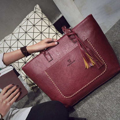 Grand Sac à Main en Cuir Vintage – Parfait pour le Travail & l'Usage Quotidien