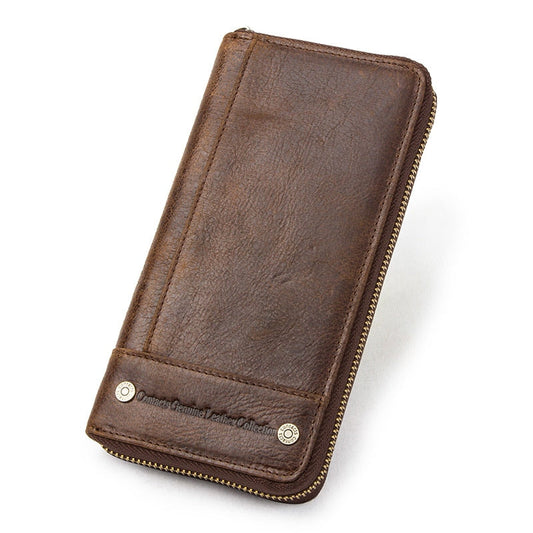 Portefeuille Long à Fermeture Eclair en Cuir Homme