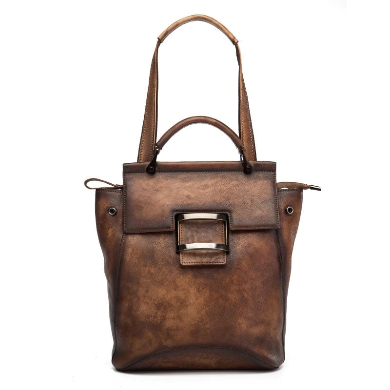 Sac à Dos Effet Vintage de Grande Capacité pour Femme