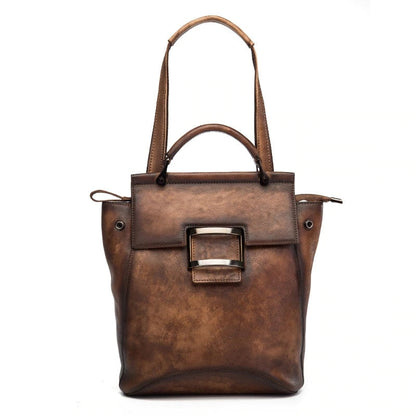 Sac à Dos Effet Vintage de Grande Capacité pour Femme