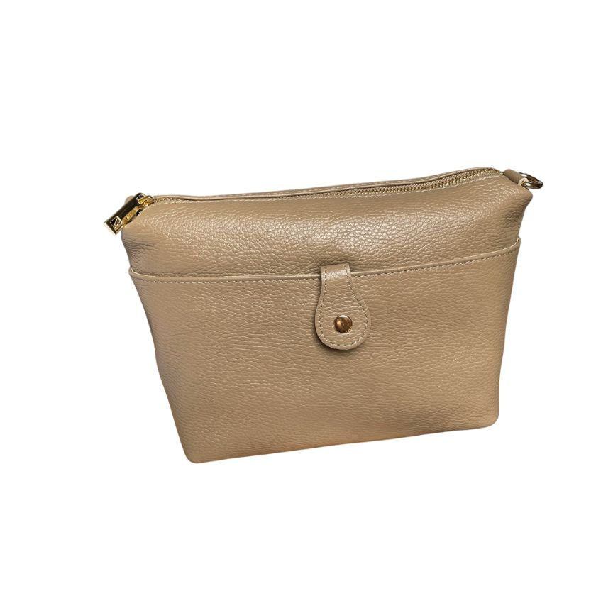 Sac à main pour femmes en cuir italien - Poche avant avec bouton