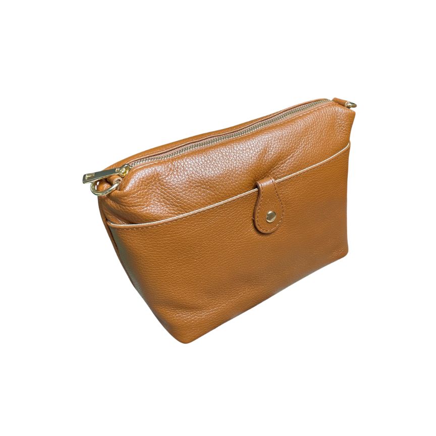 Sac à main pour femmes en cuir italien - Poche avant avec bouton