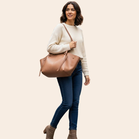 Sac de courses pour femmes en cuir véritable italien : élégant et tendance